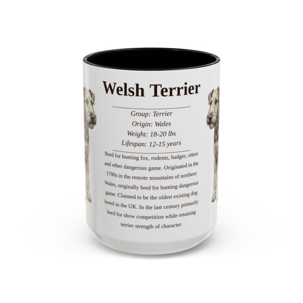 15oz Welsh Terrier Mug, Black, front view