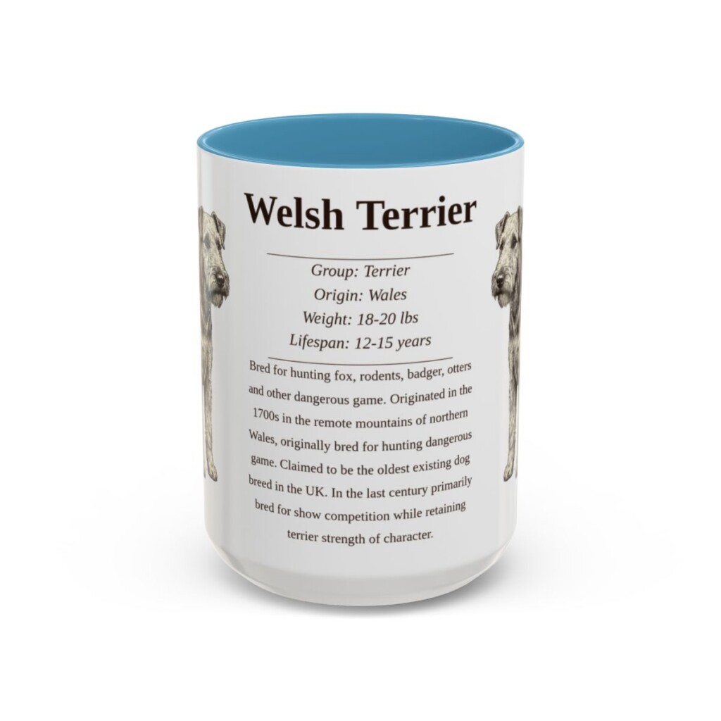 15oz Welsh Terrier Mug, Light Blue, front view