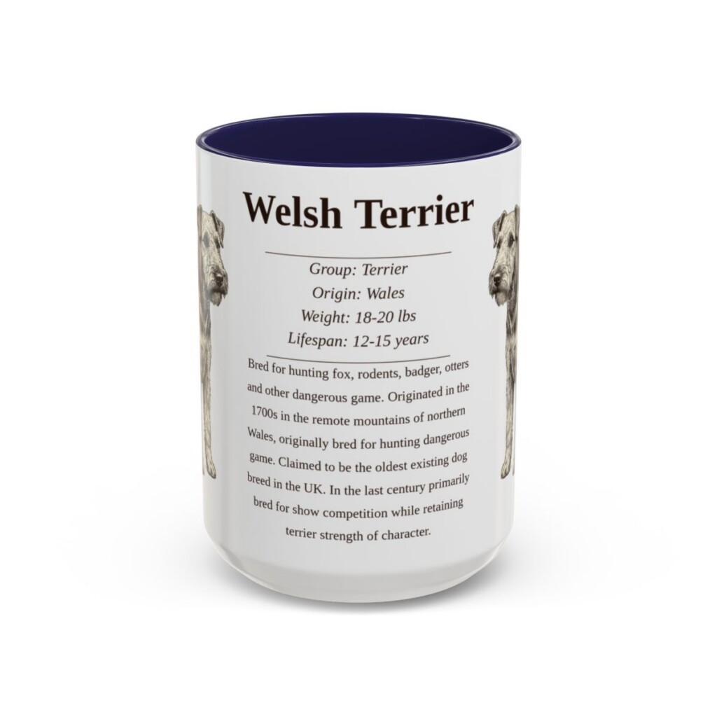 15oz Welsh Terrier Mug, Navy, front view