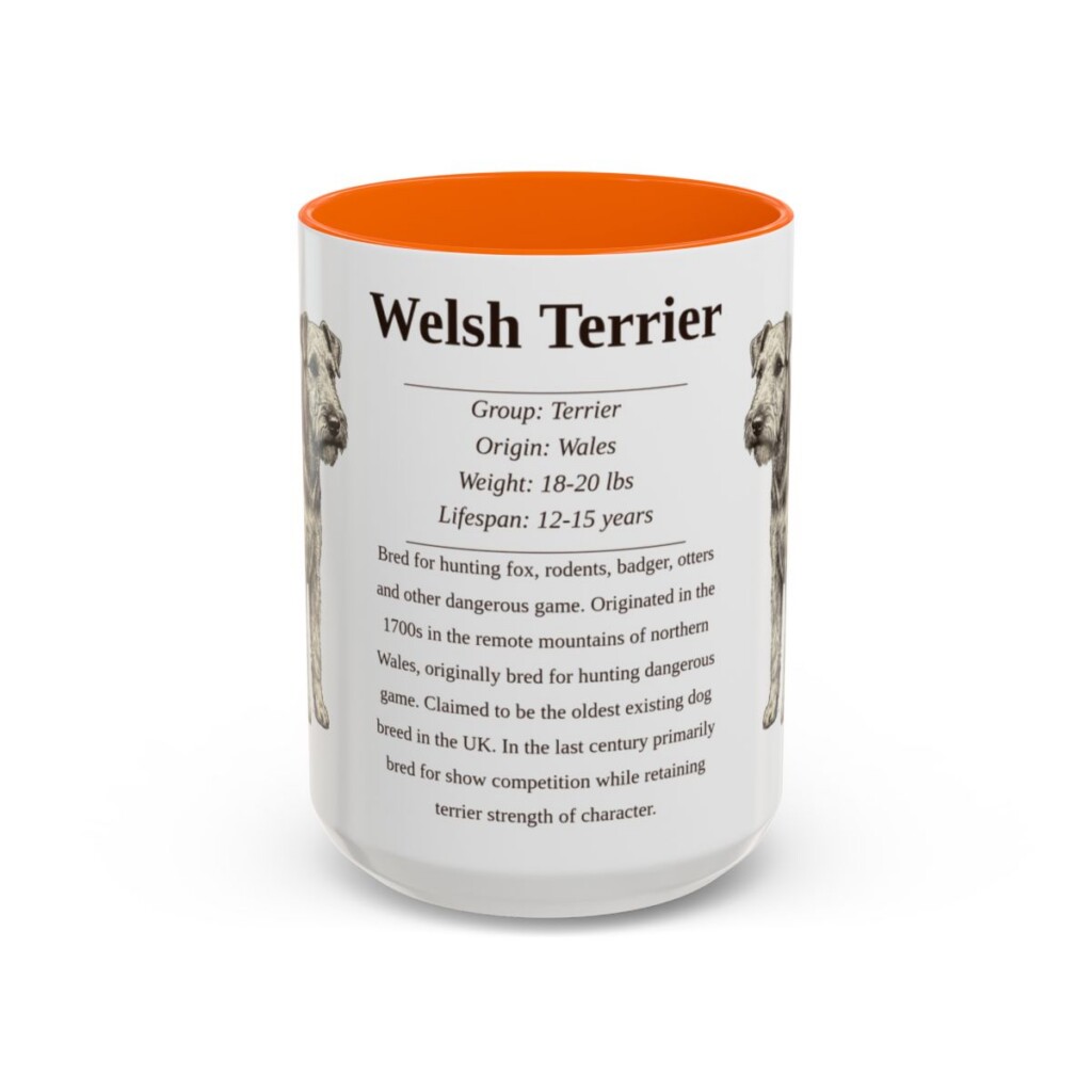 15oz Welsh Terrier Mug, Orange, front view
