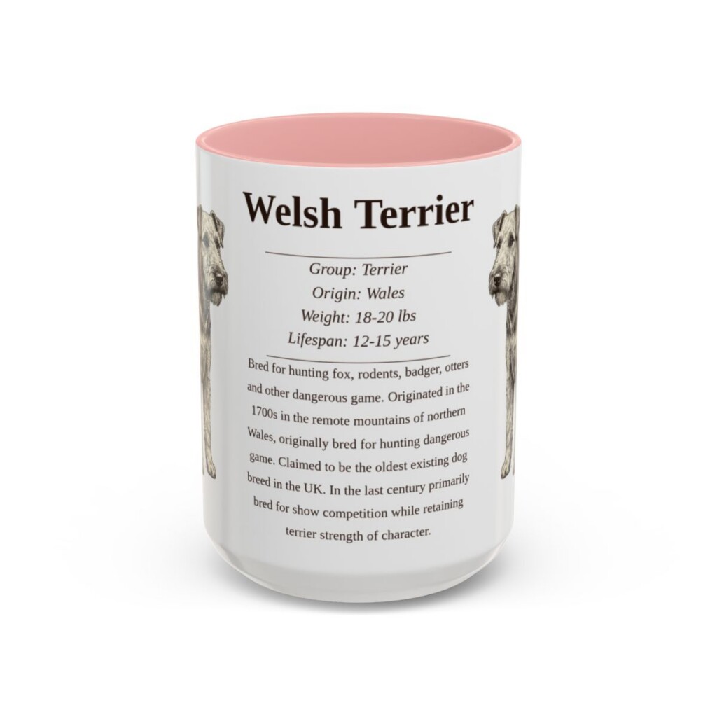 15oz Welsh Terrier Mug, Pink, front view