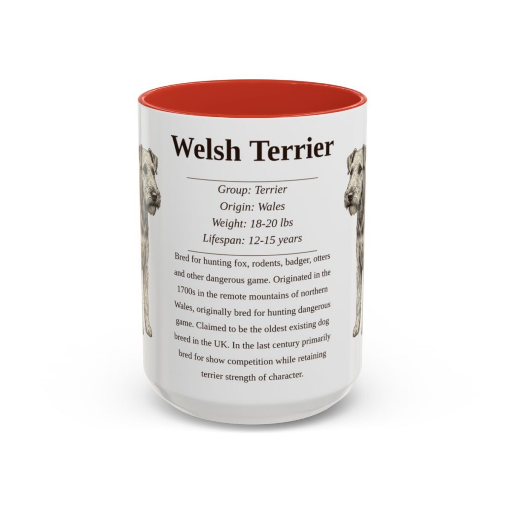 15oz Welsh Terrier Mug, Red, front view