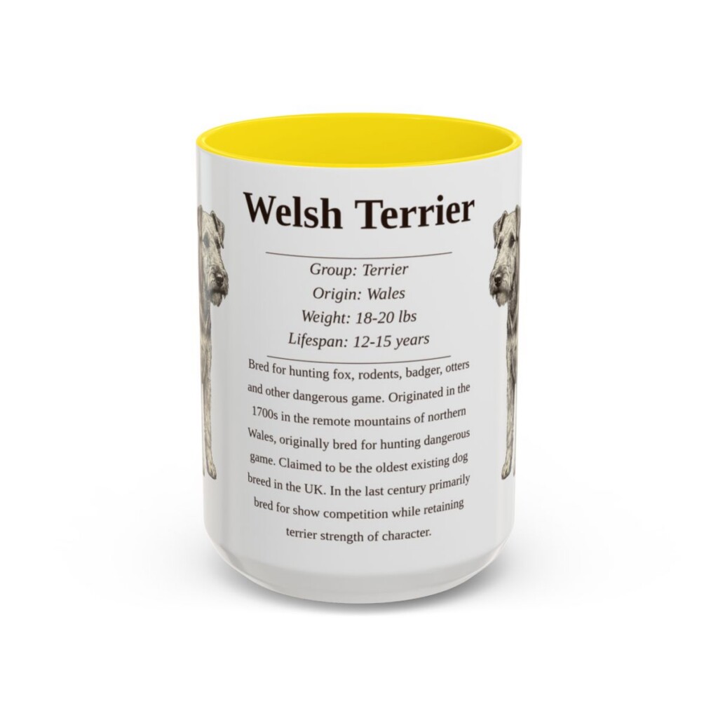 15oz Welsh Terrier Mug, Yellow, front view