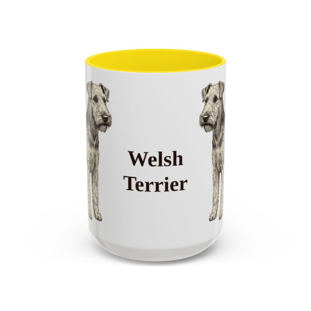 15oz Welsh Terrier Mug, Yellow, front view