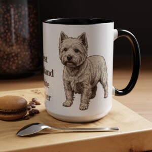 15oz West Highland White Terrier Mug, Black, lifestyle photo