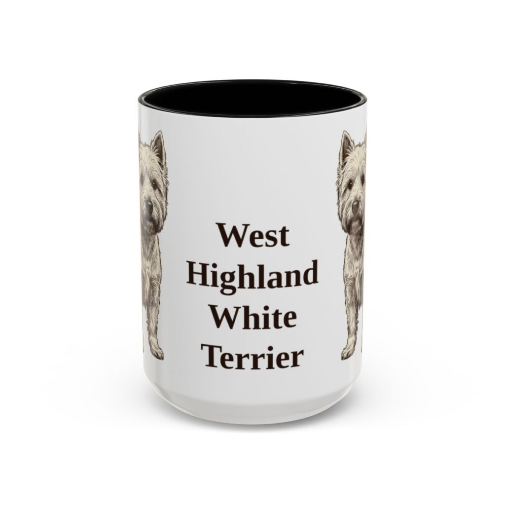 15oz West Highland White Terrier Mug, Black, front view
