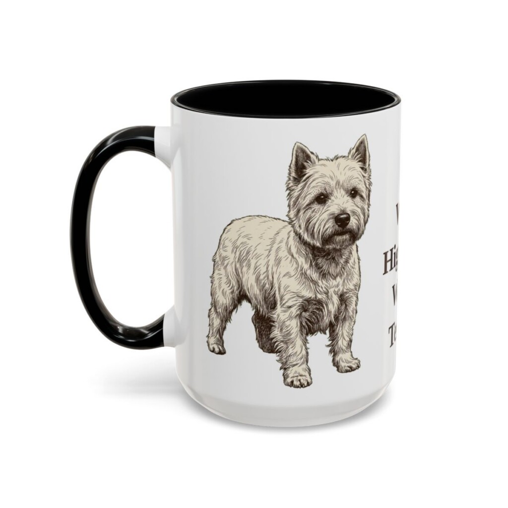 15oz West Highland White Terrier Mug, Black, left side view