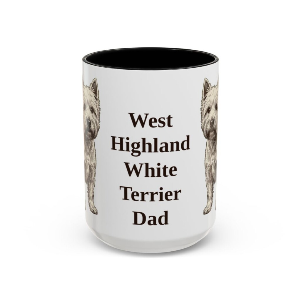 15oz West Highland White Terrier Dog Dad Mug, Black, front view