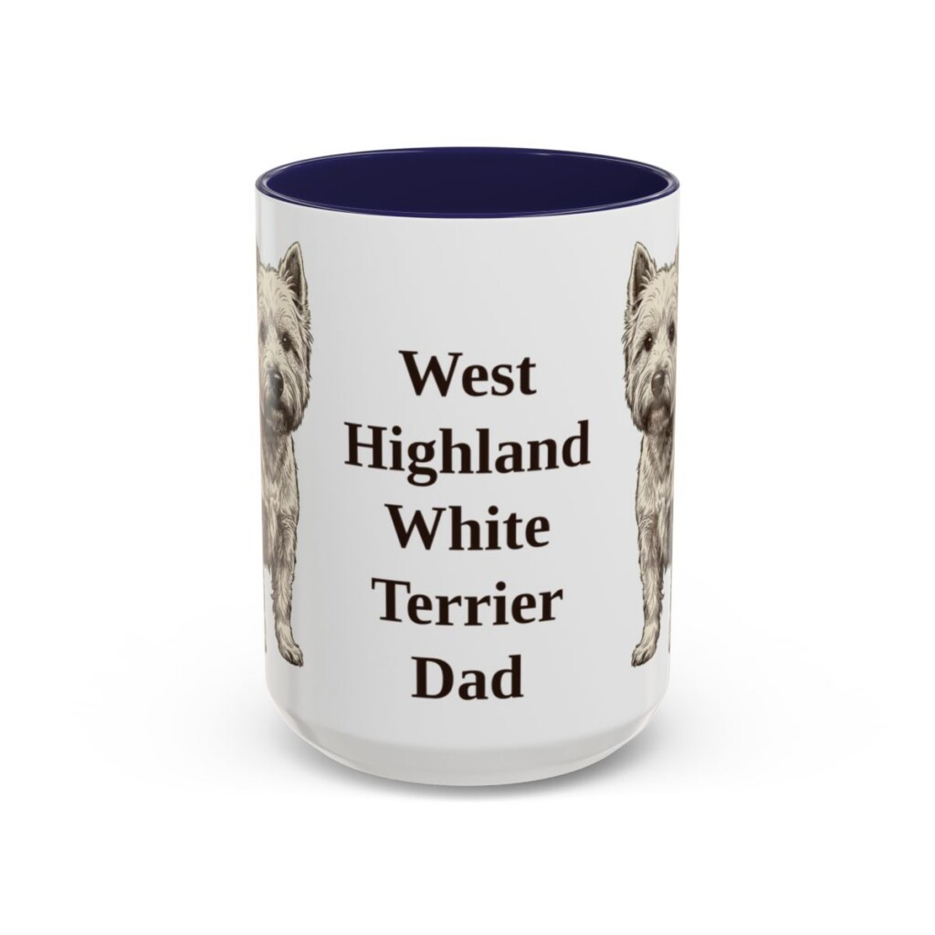 15oz West Highland White Terrier Dog Dad Mug, Navy, front view