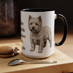15oz Funny West Highland White Terrier Mug, Black, lifestyle photo