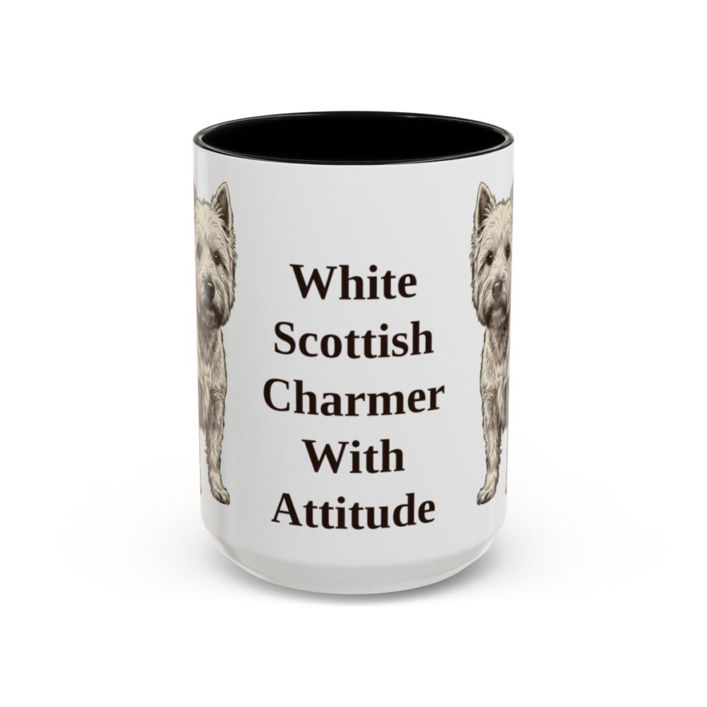 15oz Funny West Highland White Terrier Mug, Black, front view