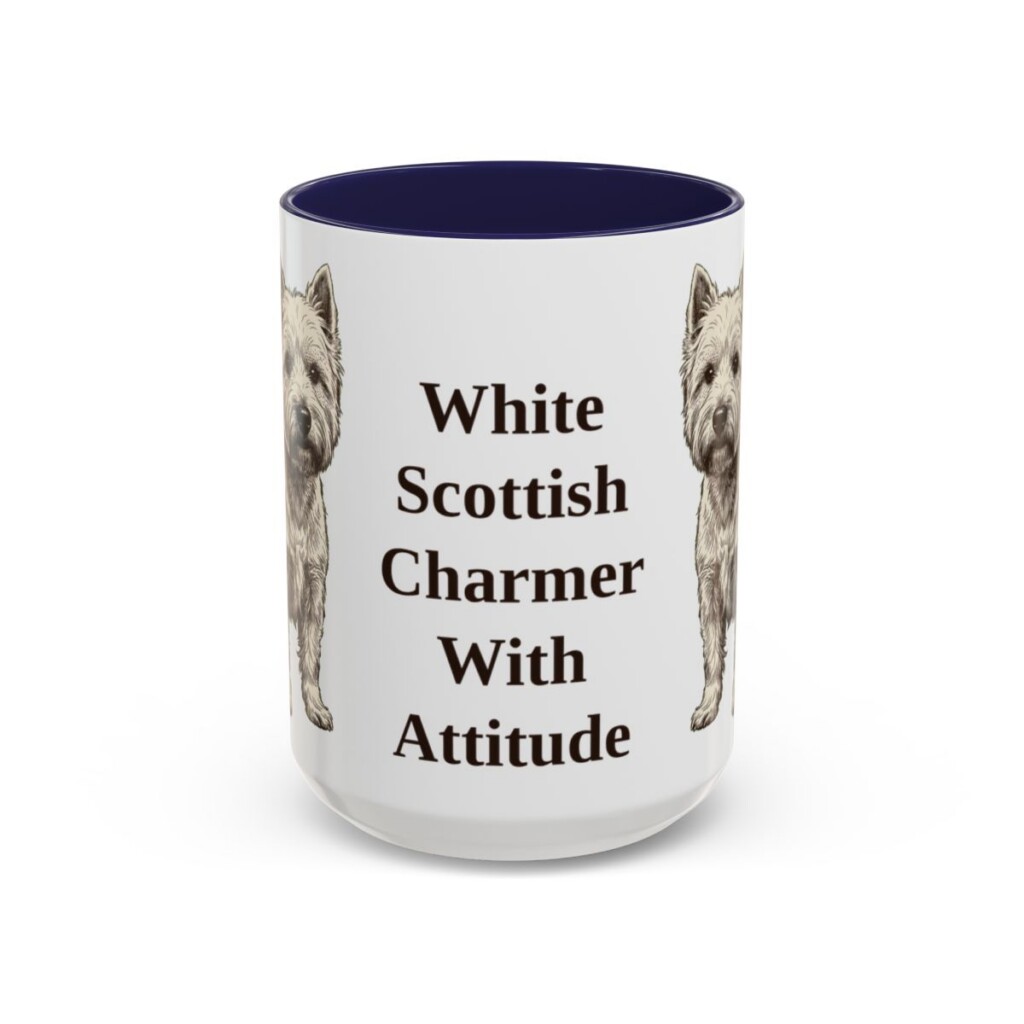 15oz Funny West Highland White Terrier Mug, Navy, front view