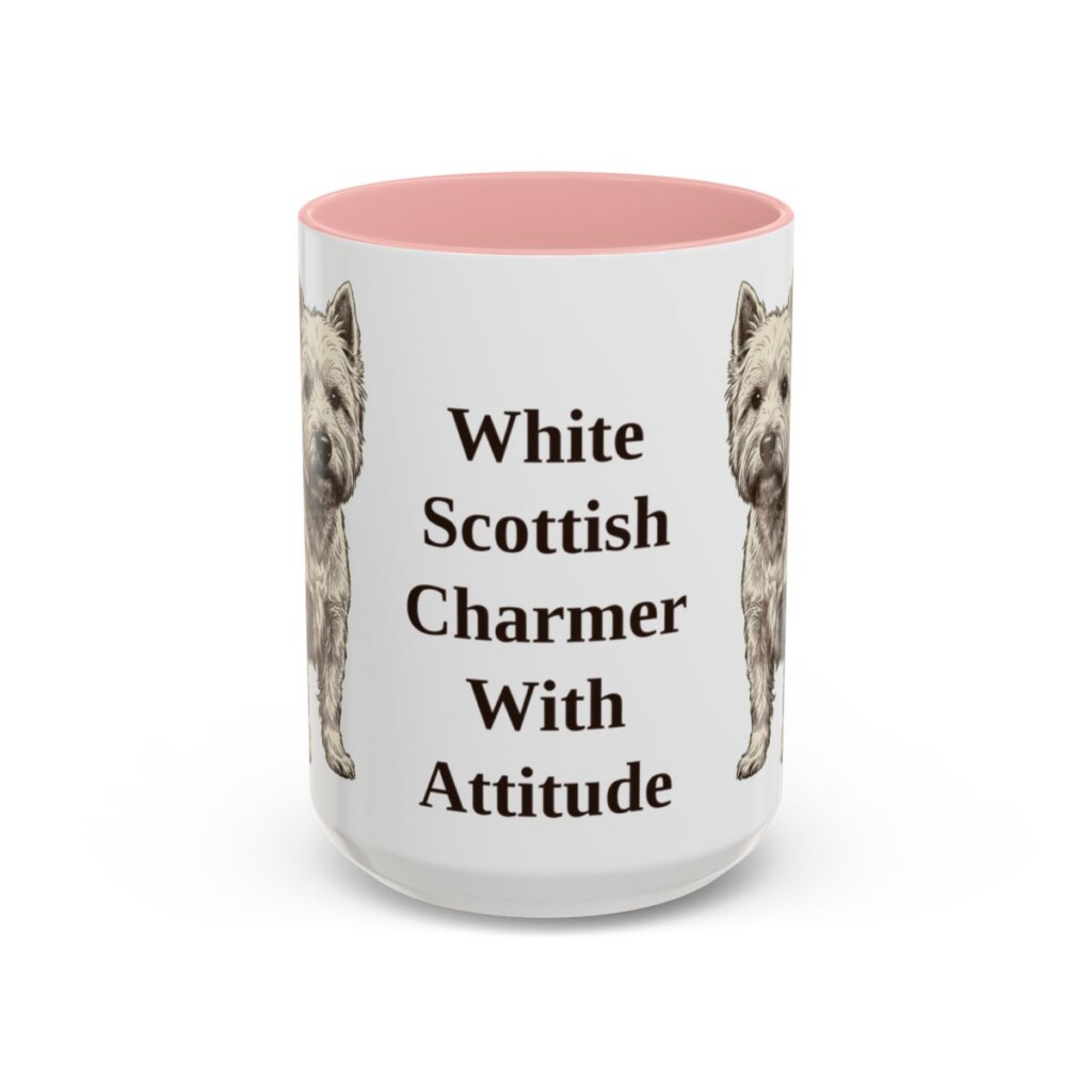 15oz Funny West Highland White Terrier Mug, Pink, front view