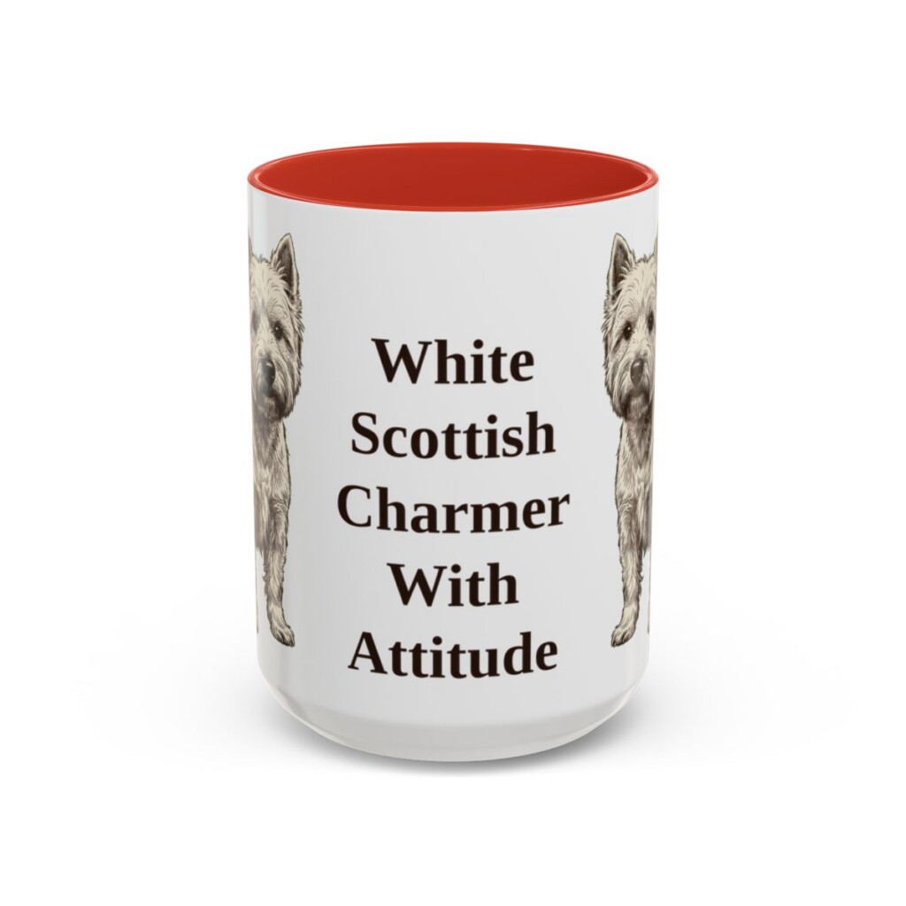15oz Funny West Highland White Terrier Mug, Red, front view