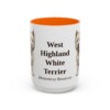 15oz West Highland White Terrier Latin Mug, Orange, front view