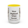 15oz West Highland White Terrier Latin Mug, Yellow, front view