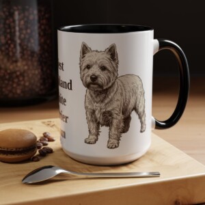 15oz West Highland White Terrier Dog Mom Mug, Black, lifestyle photo