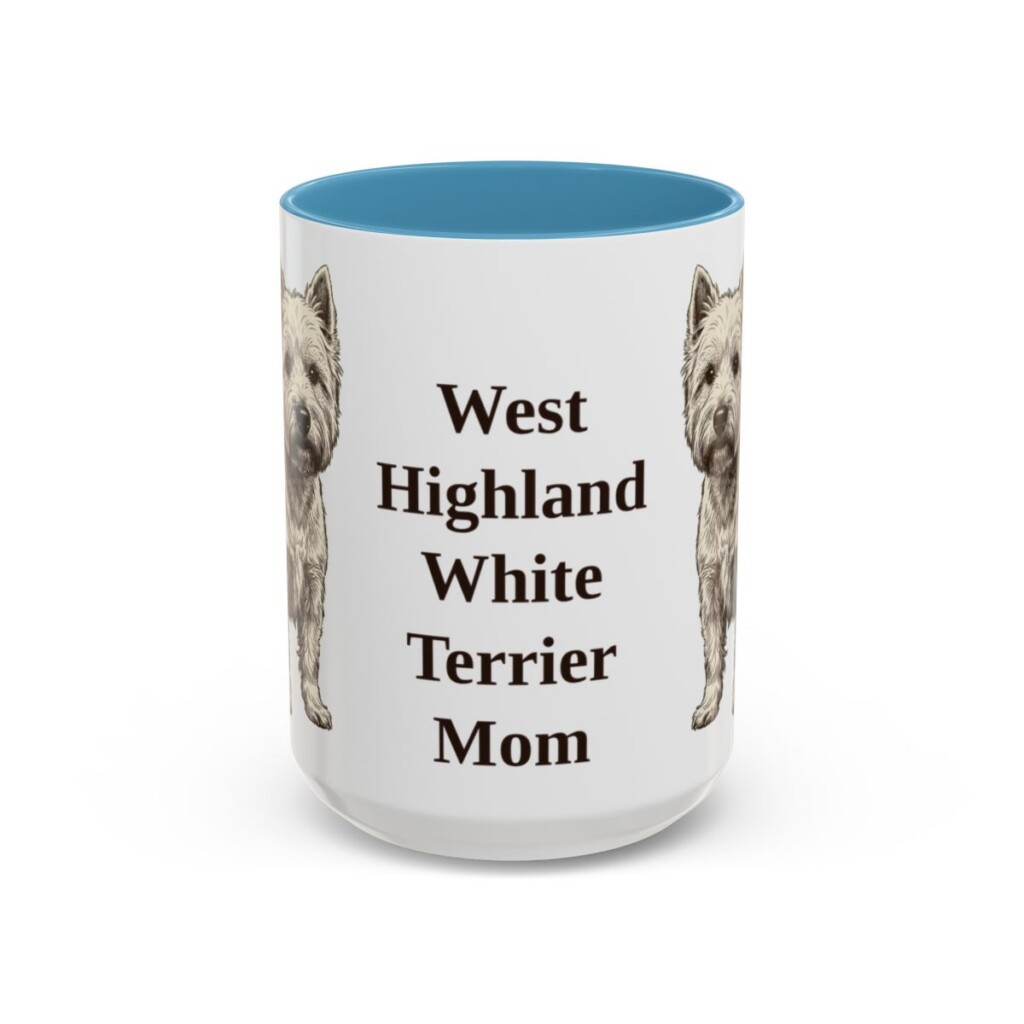 15oz-west-highland-white-terrier-mug-mom-light-blue 15oz West Highland White Terrier Dog Mom Mug, Light Blue, front view