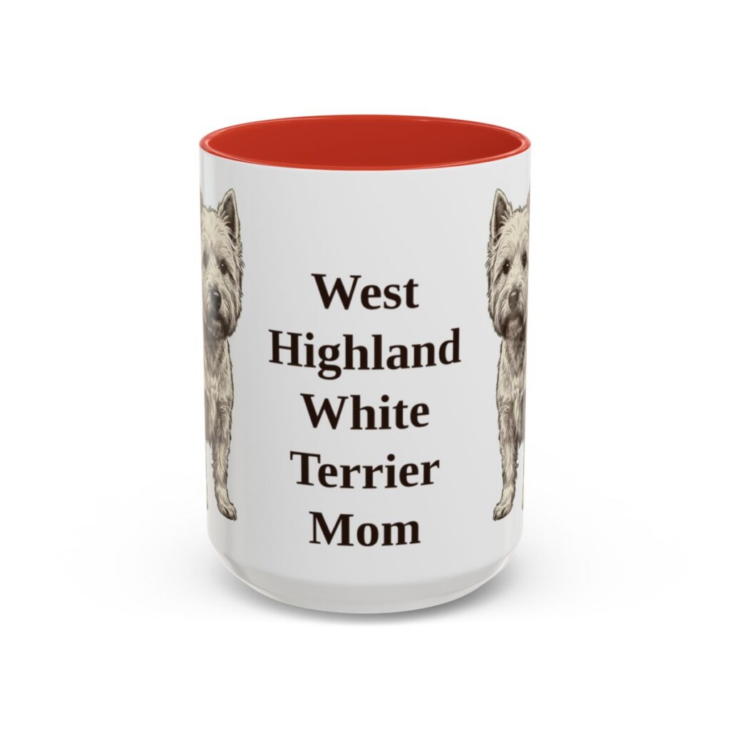15oz-west-highland-white-terrier-mug-mom-red 15oz West Highland White Terrier Dog Mom Mug, Red, front view
