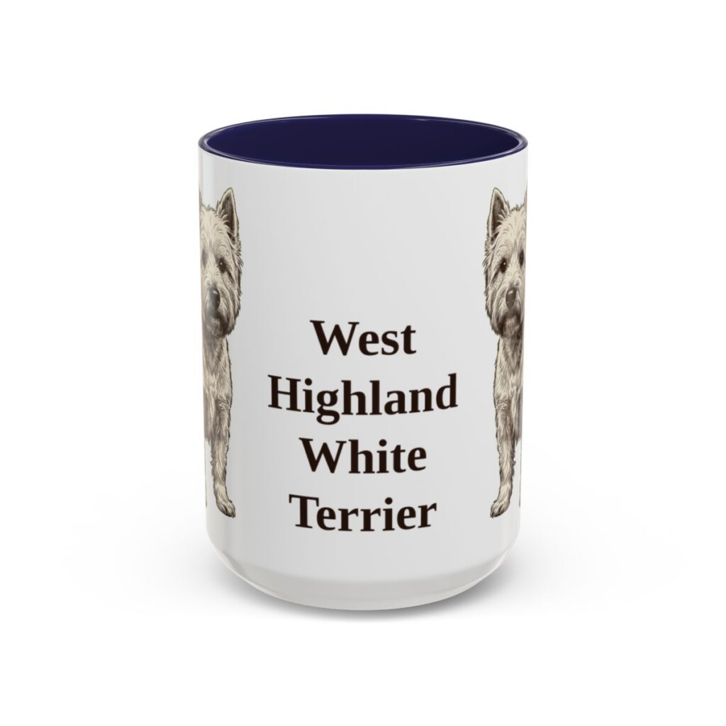 15oz West Highland White Terrier Mug, Navy, front view