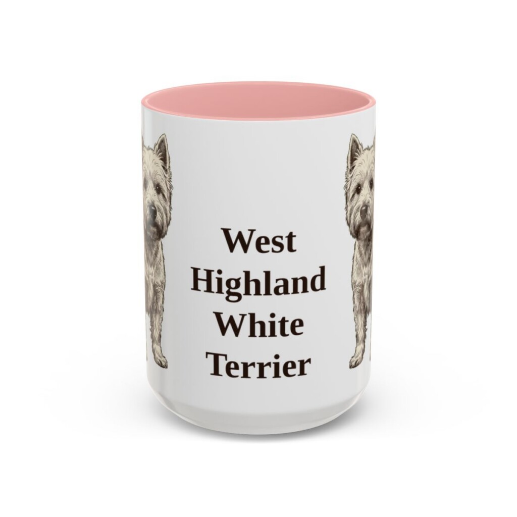15oz West Highland White Terrier Mug, Pink, front view