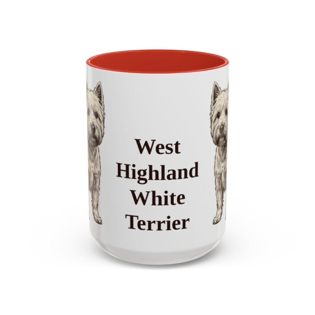 15oz West Highland White Terrier Mug, Red, front view