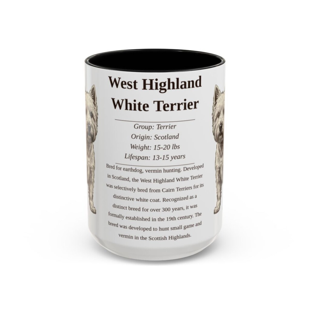 15oz West Highland White Terrier Mug, Black, front view