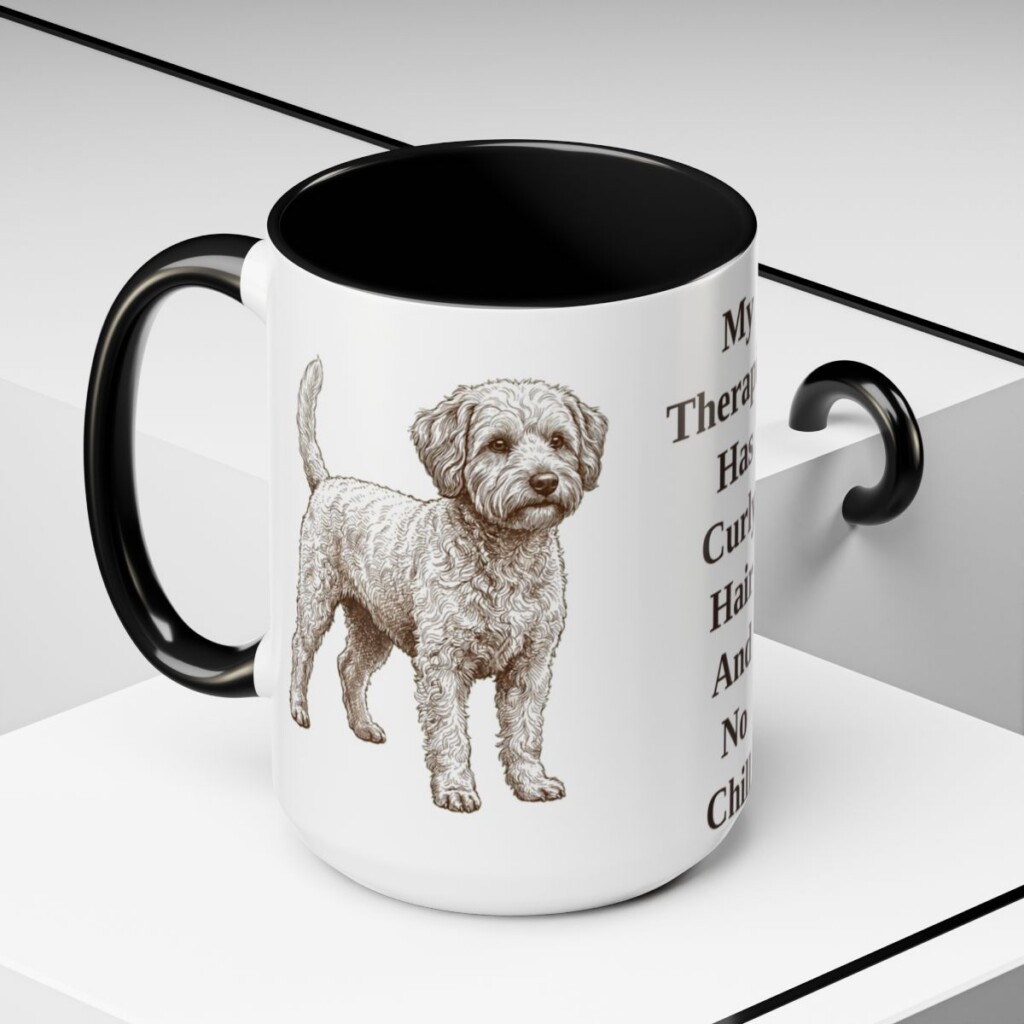 15oz Funny Westiepoo Mug, Black, lifestyle photo