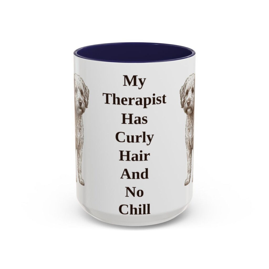 15oz Funny Westiepoo Mug, Navy, front view
