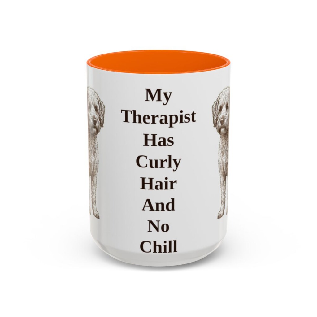15oz Funny Westiepoo Mug, Orange, front view