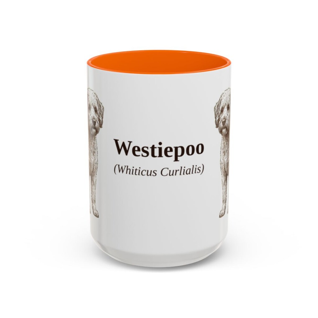 15oz Westiepoo Latin Mug, Orange, front view
