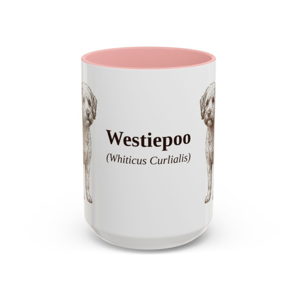15oz Westiepoo Latin Mug, Pink, front view