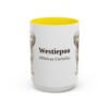 15oz Westiepoo Latin Mug, Yellow, front view