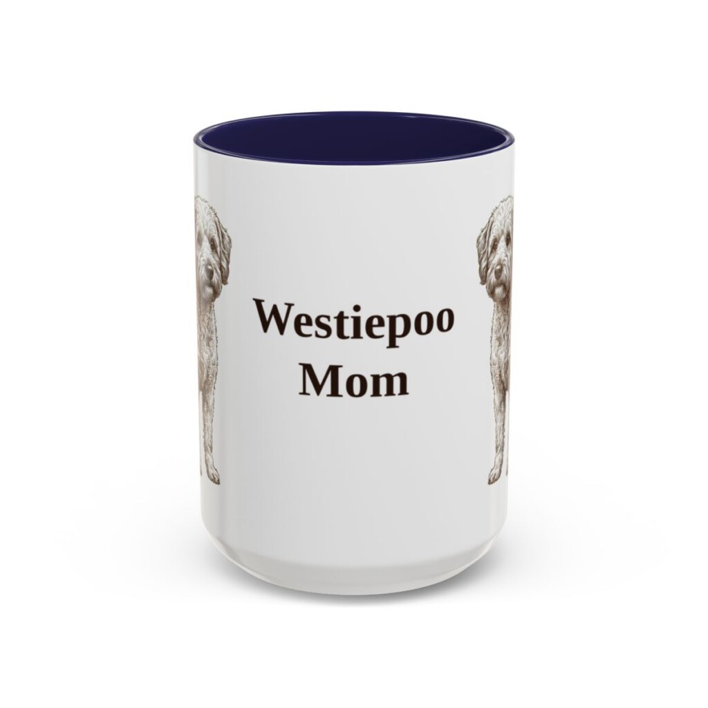15oz Westiepoo Dog Mom Mug, Navy, front view