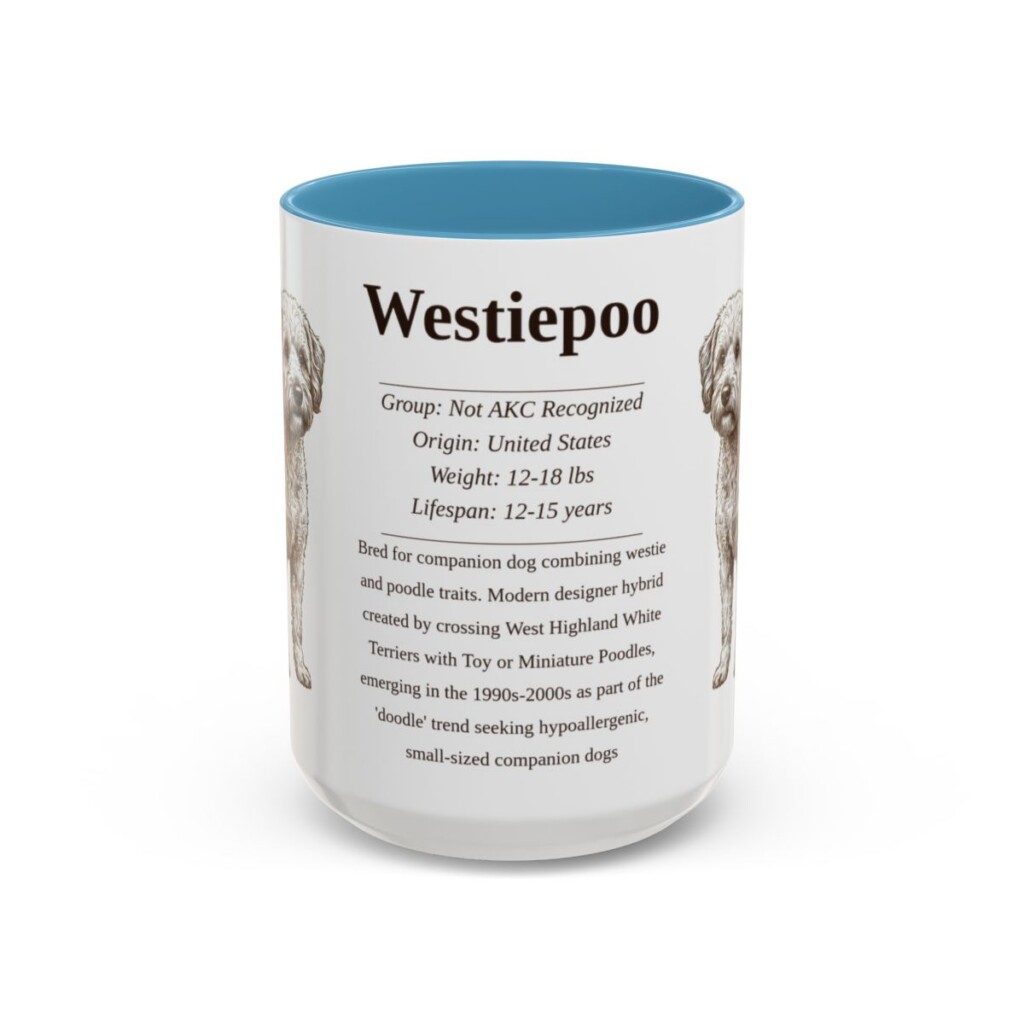 15oz Westiepoo Mug, Light Blue, front view