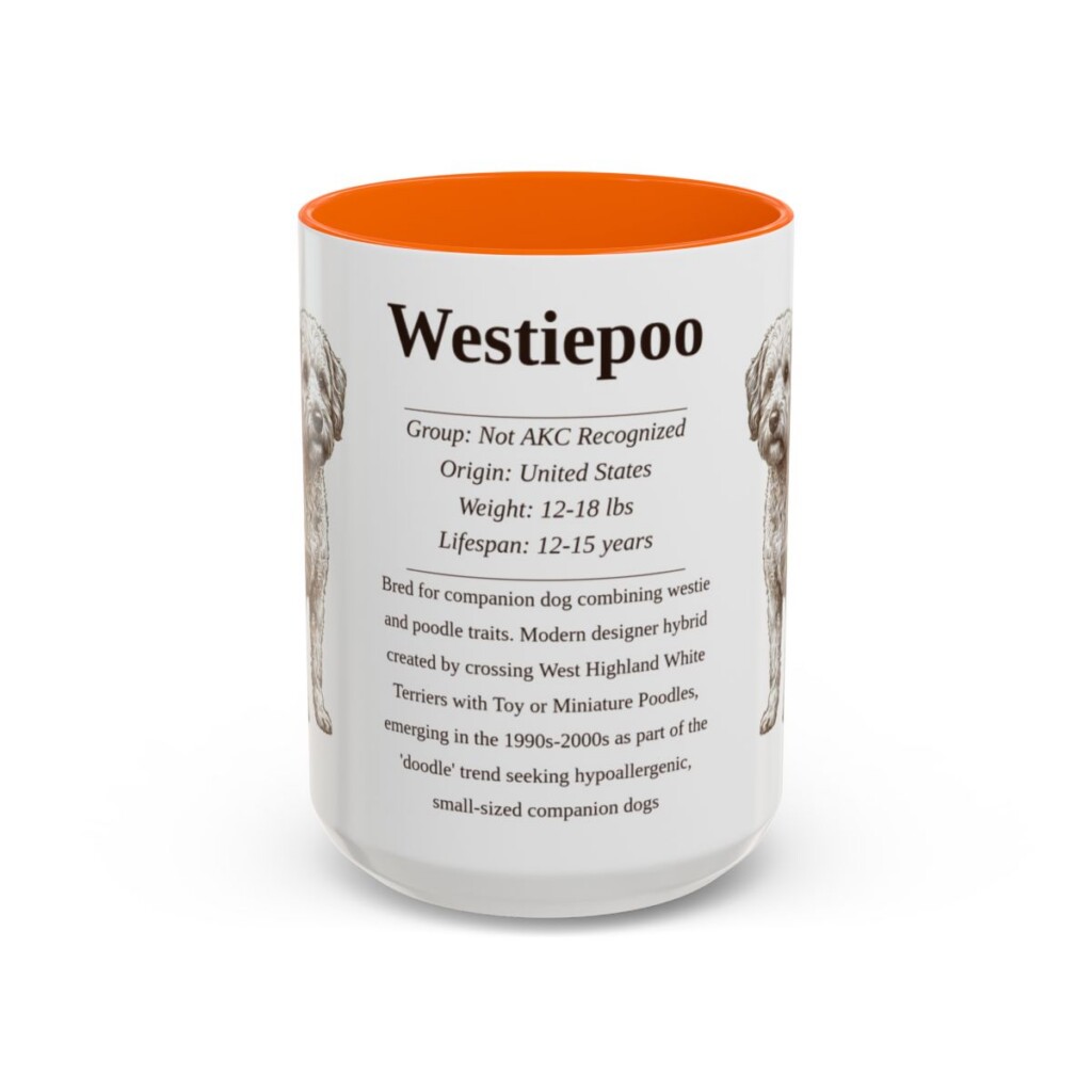 15oz Westiepoo Mug, Orange, front view