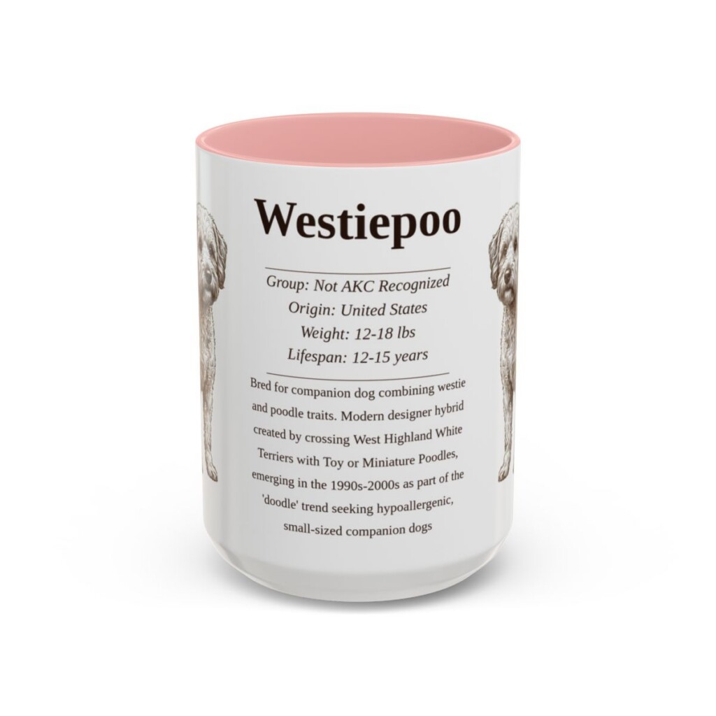 15oz Westiepoo Mug, Pink, front view