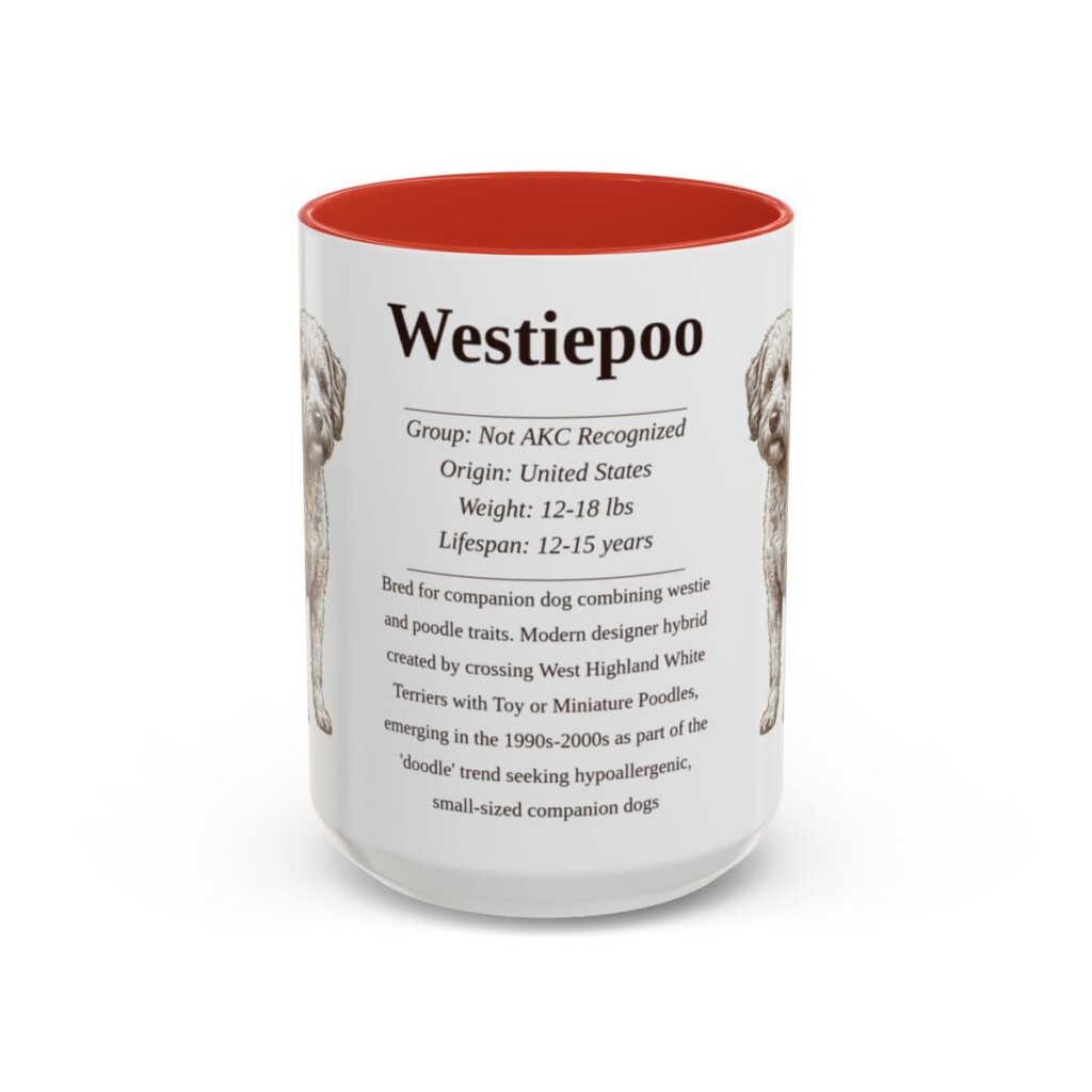 15oz Westiepoo Mug, Red, front view
