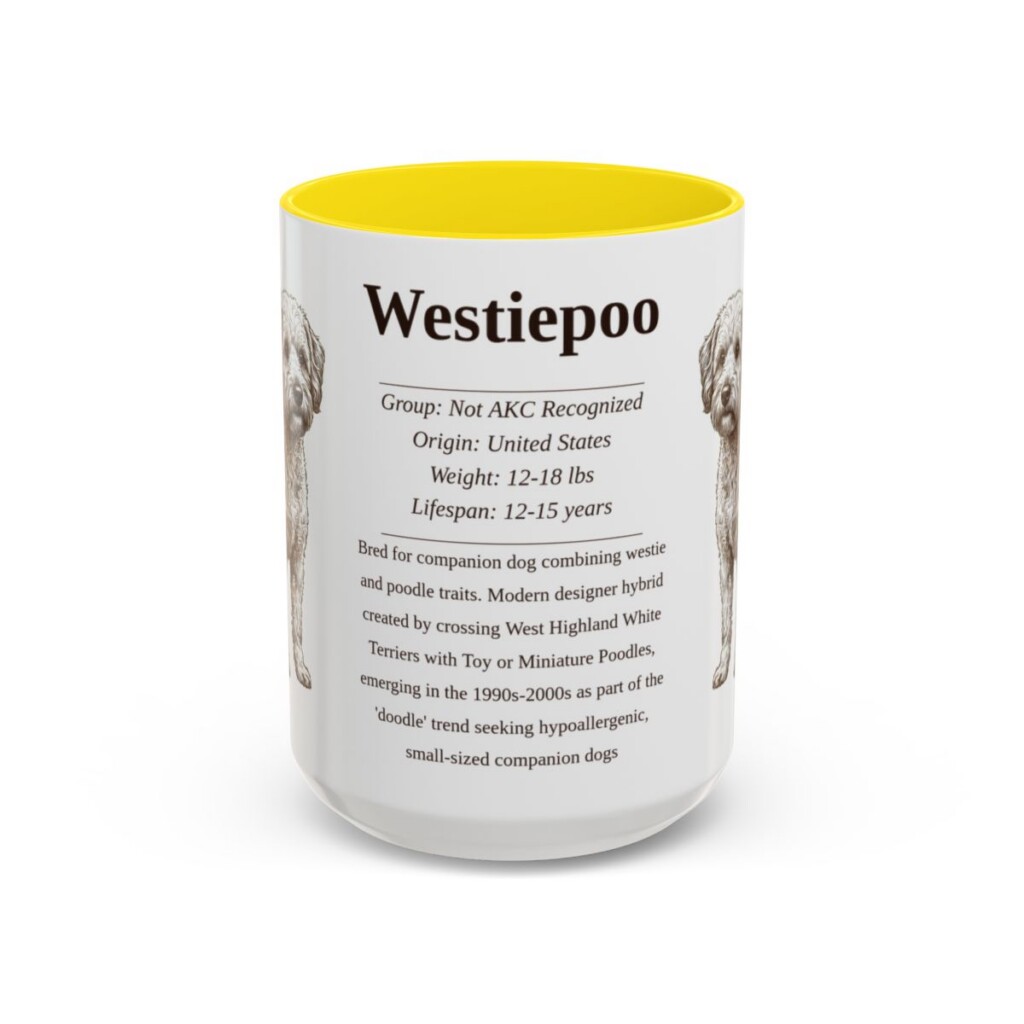 15oz Westiepoo Mug, Yellow, front view