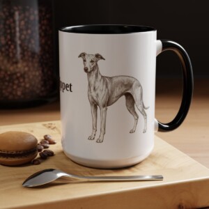 15oz Whippet Mug, Black, lifestyle photo