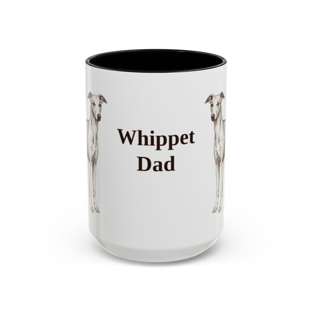 15oz Whippet Dog Dad Mug, Black, front view