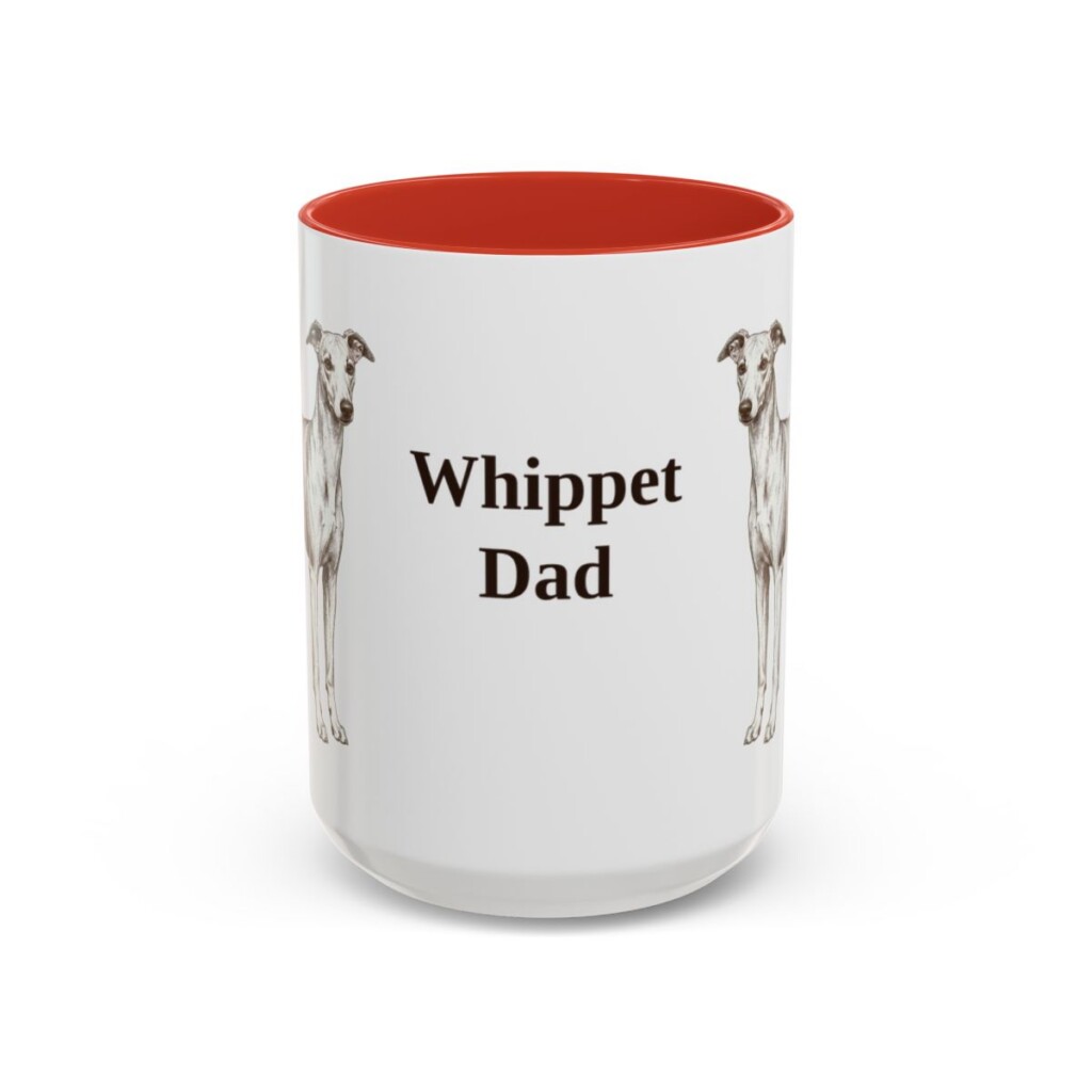 15oz Whippet Dog Dad Mug, Red, front view