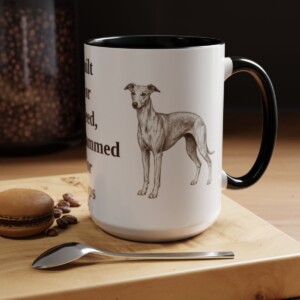 15oz Funny Whippet Mug, Black, lifestyle photo