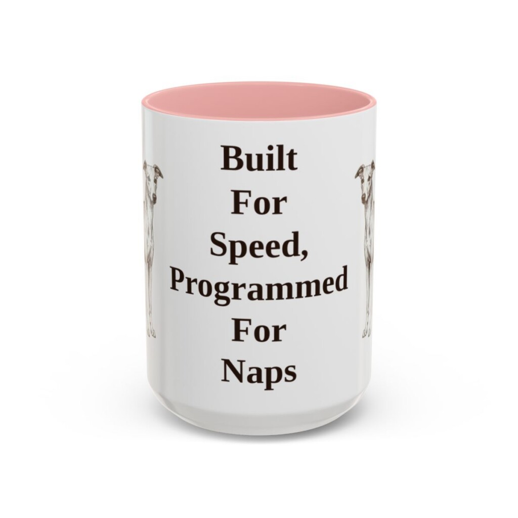 15oz Funny Whippet Mug, Pink, front view