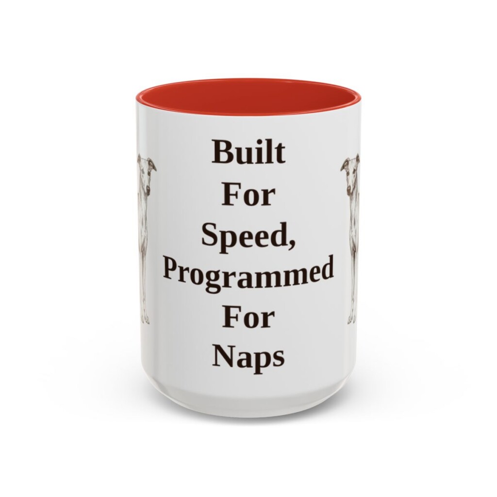 15oz Funny Whippet Mug, Red, front view