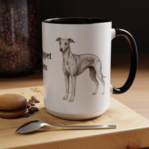 15oz Whippet Dog Mom Mug, Black, lifestyle photo