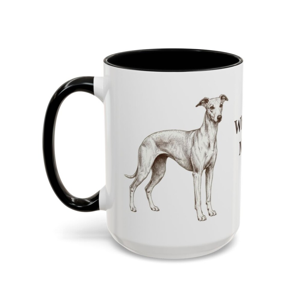 15oz Whippet Dog Mom Mug, Black, left side view