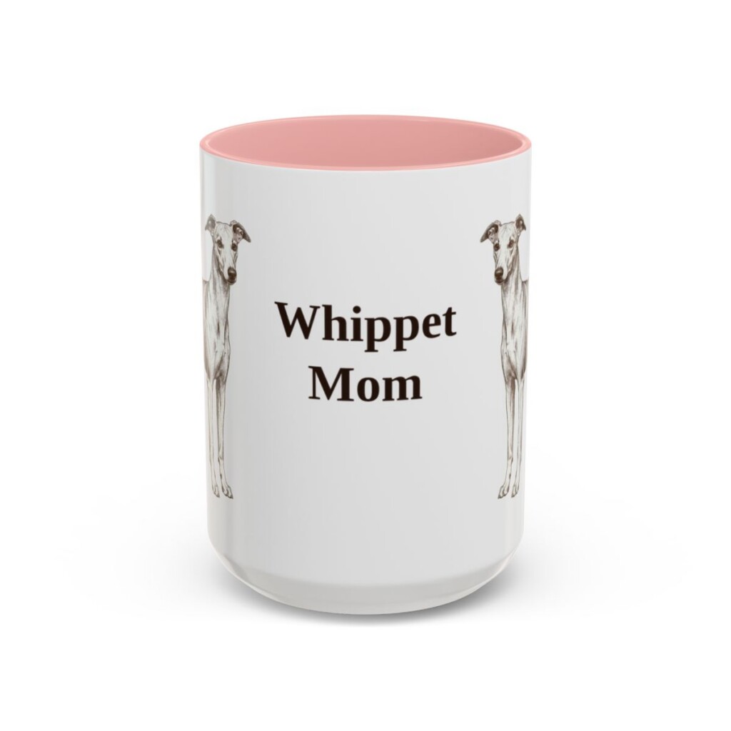 15oz Whippet Dog Mom Mug, Pink, front view