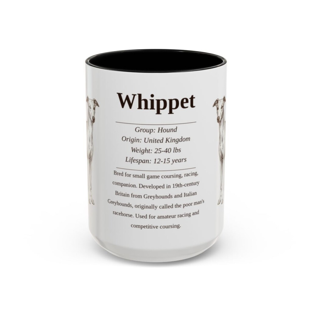 15oz Whippet Mug, Black, front view