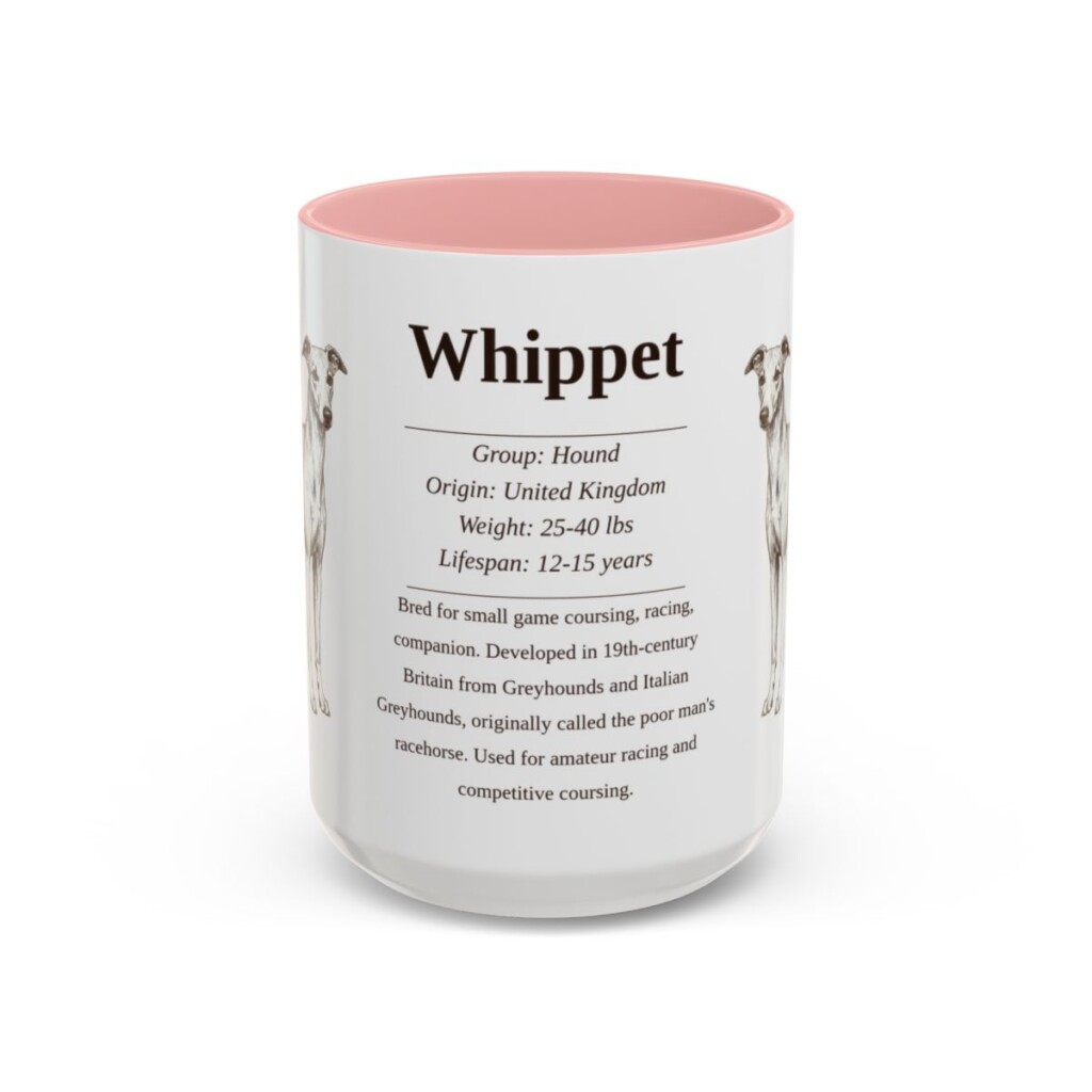15oz Whippet Mug, Pink, front view